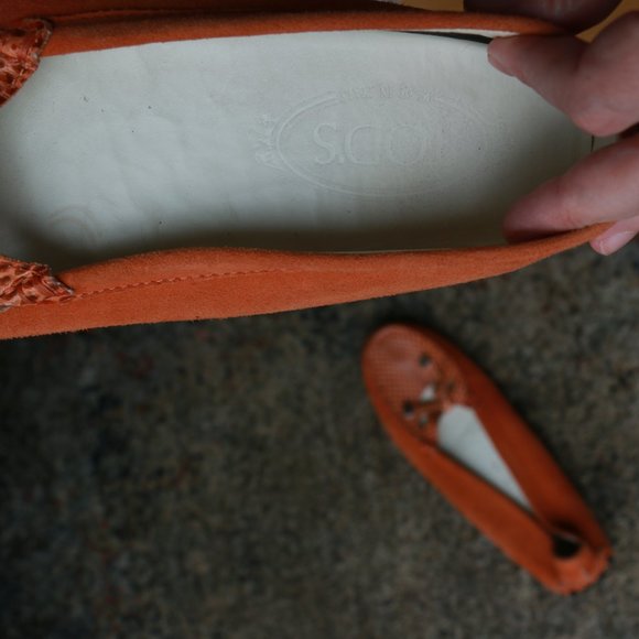 TOD'S Orange leather loafer / flat slipper slip-on - Picture 2 of 8